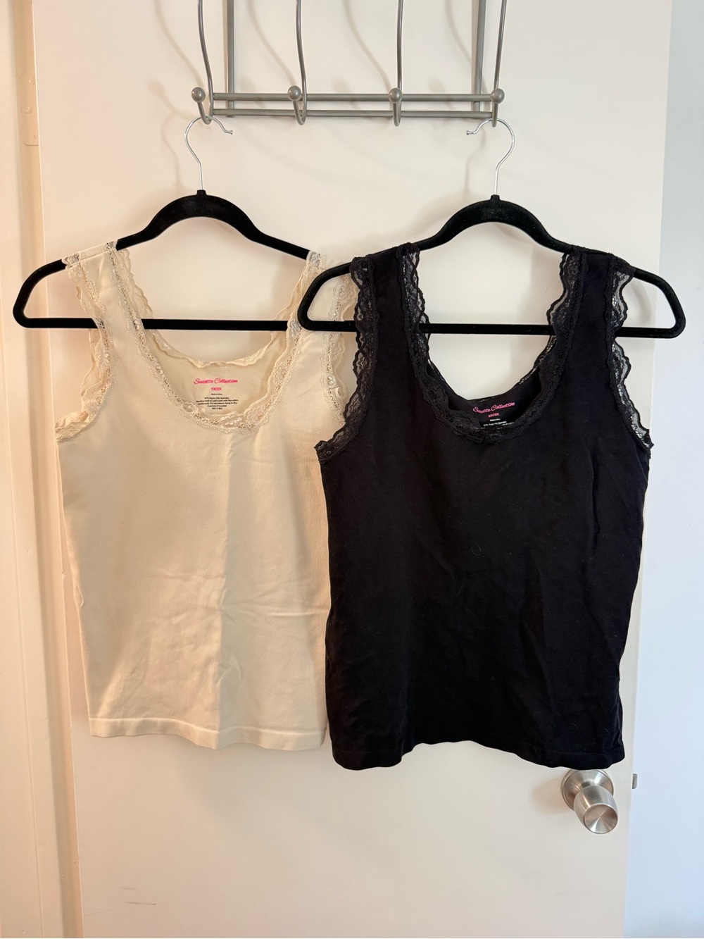 Lace Trim Tank Camisole Duo - Black & Cream